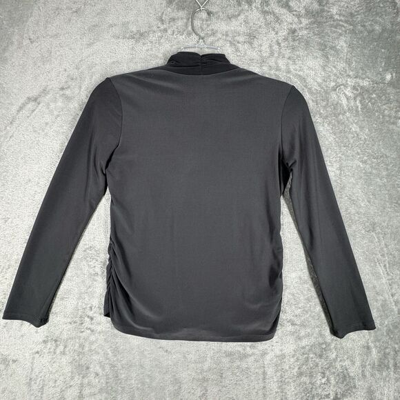 Clara Sunwoo Shirt Women XS Gray Ruched Slinky Office Preppy Neutral Minimalist - Picture 3 of 8